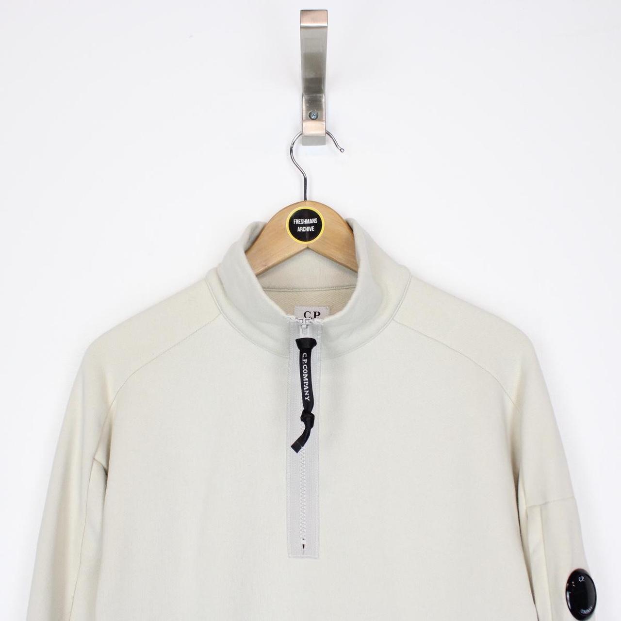 CP Company Beige 1/4 Zip Lens Sweatshirt Jumper