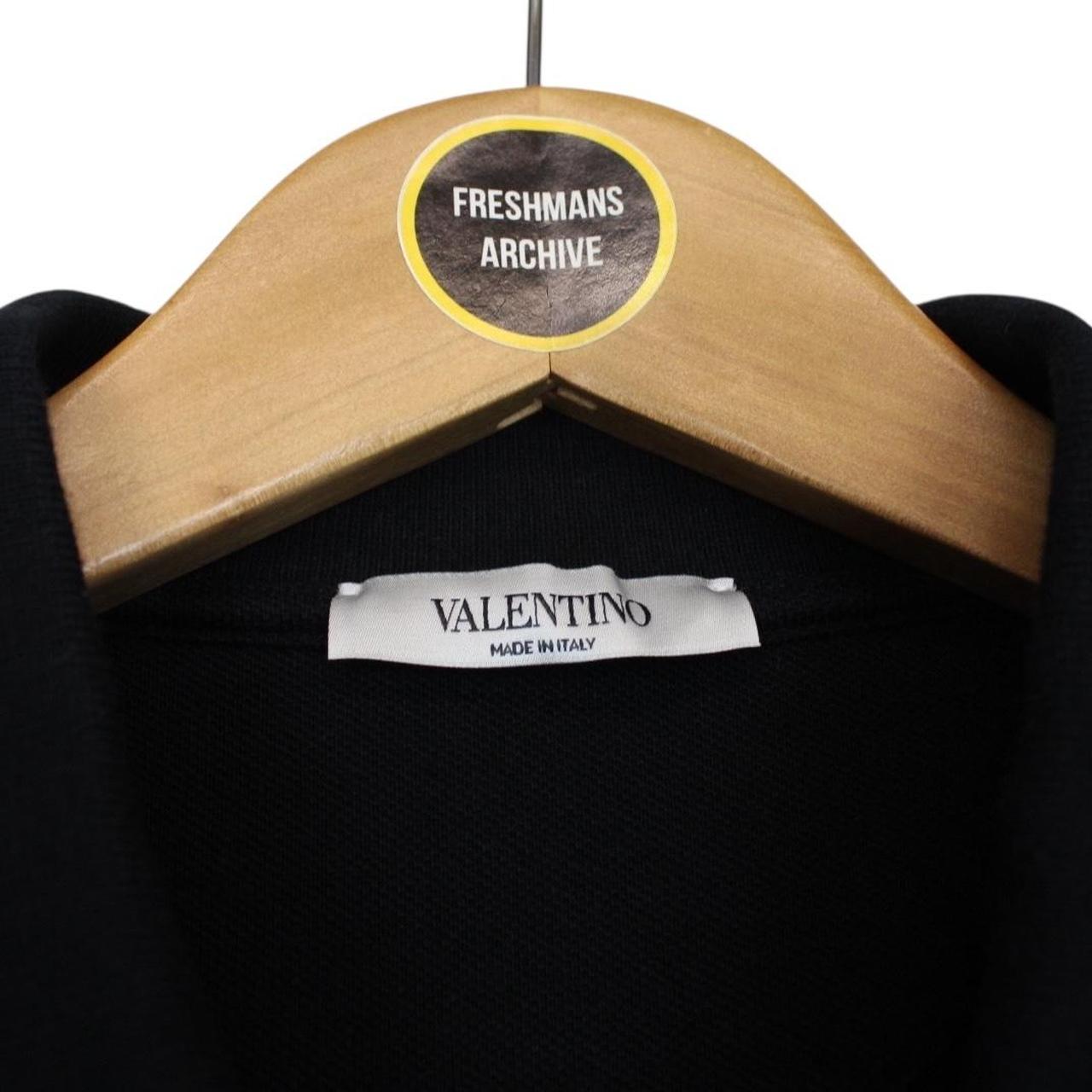 Valentino Black and White VLTN Logo Short Sleeve Cotton Polo Shirt