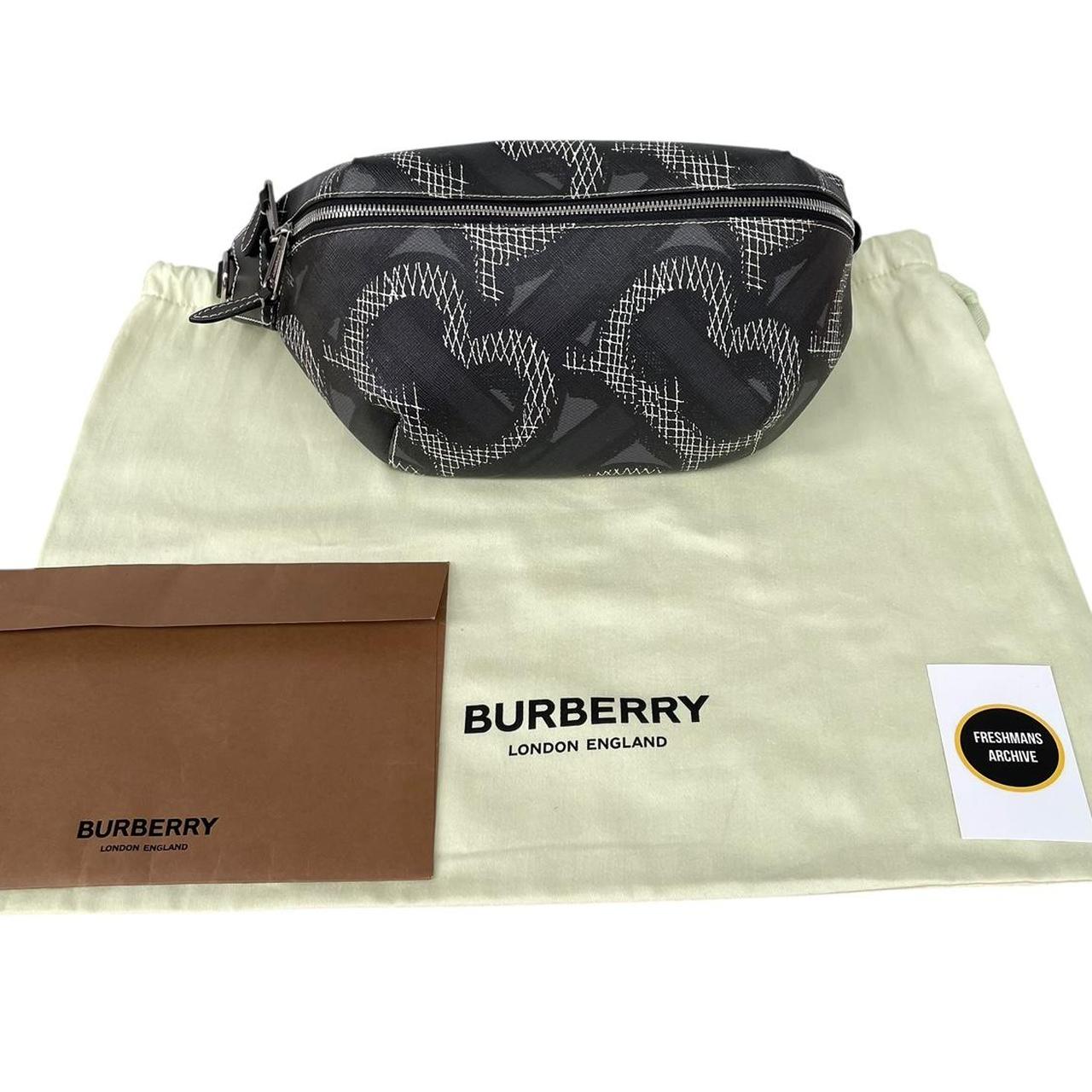 Burberry Sonny Black and Graphite TB Monogram E-Canvas Bum Bag