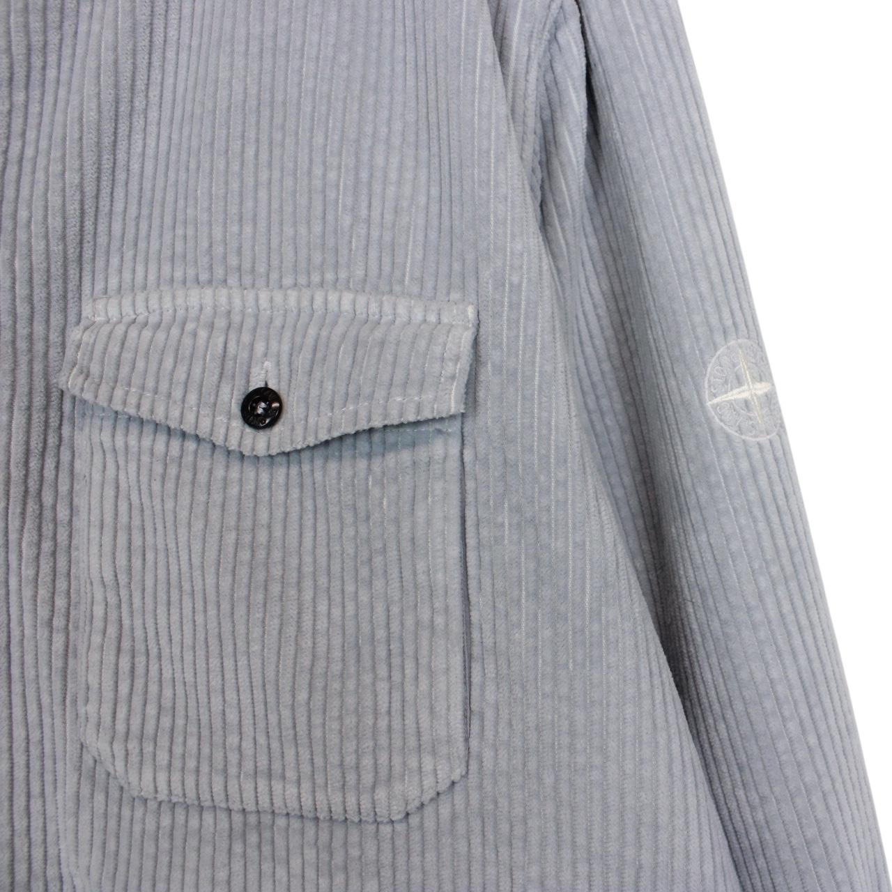 Stone Island AW 2021 Blue Jumbo Corduroy Full Zip Overshirt Jacket