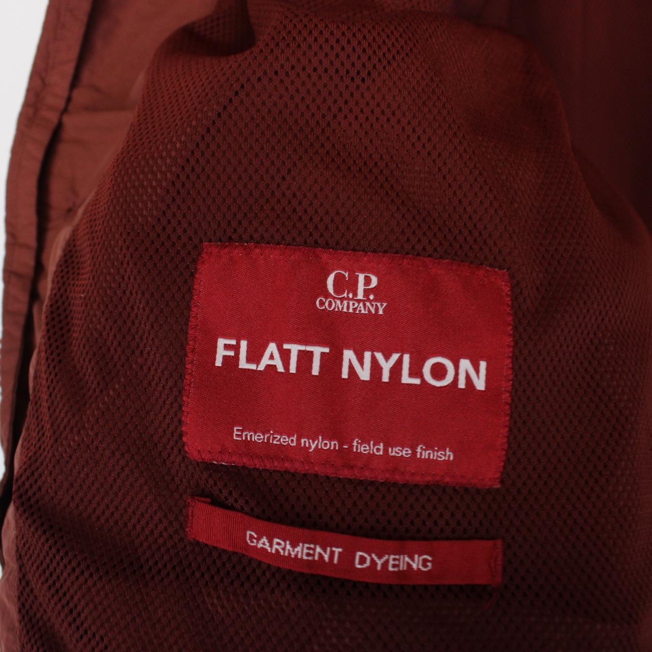 CP Company Burgundy Full Zip Flatt Nylon Goggle Overshirt Jacket