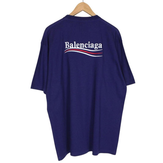 Balenciaga Blue Political Campaign Logo Short Sleeve Cotton T-Shirt