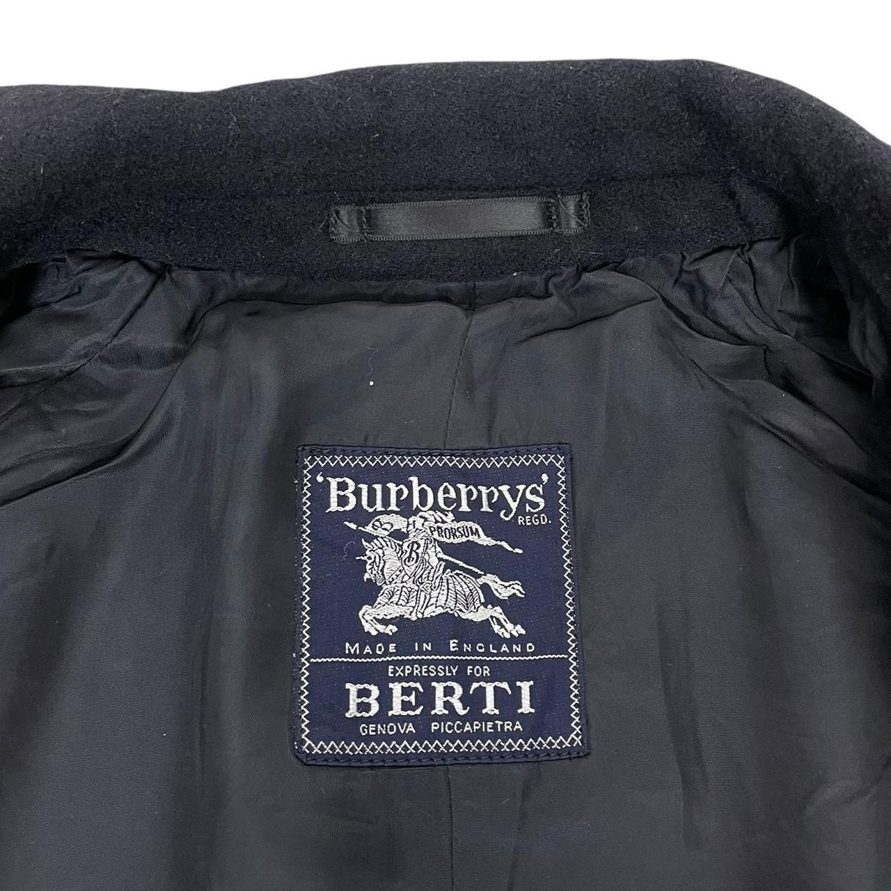 Vintage 90s Burberry Navy Blue Wool/Camelhair Overcoat