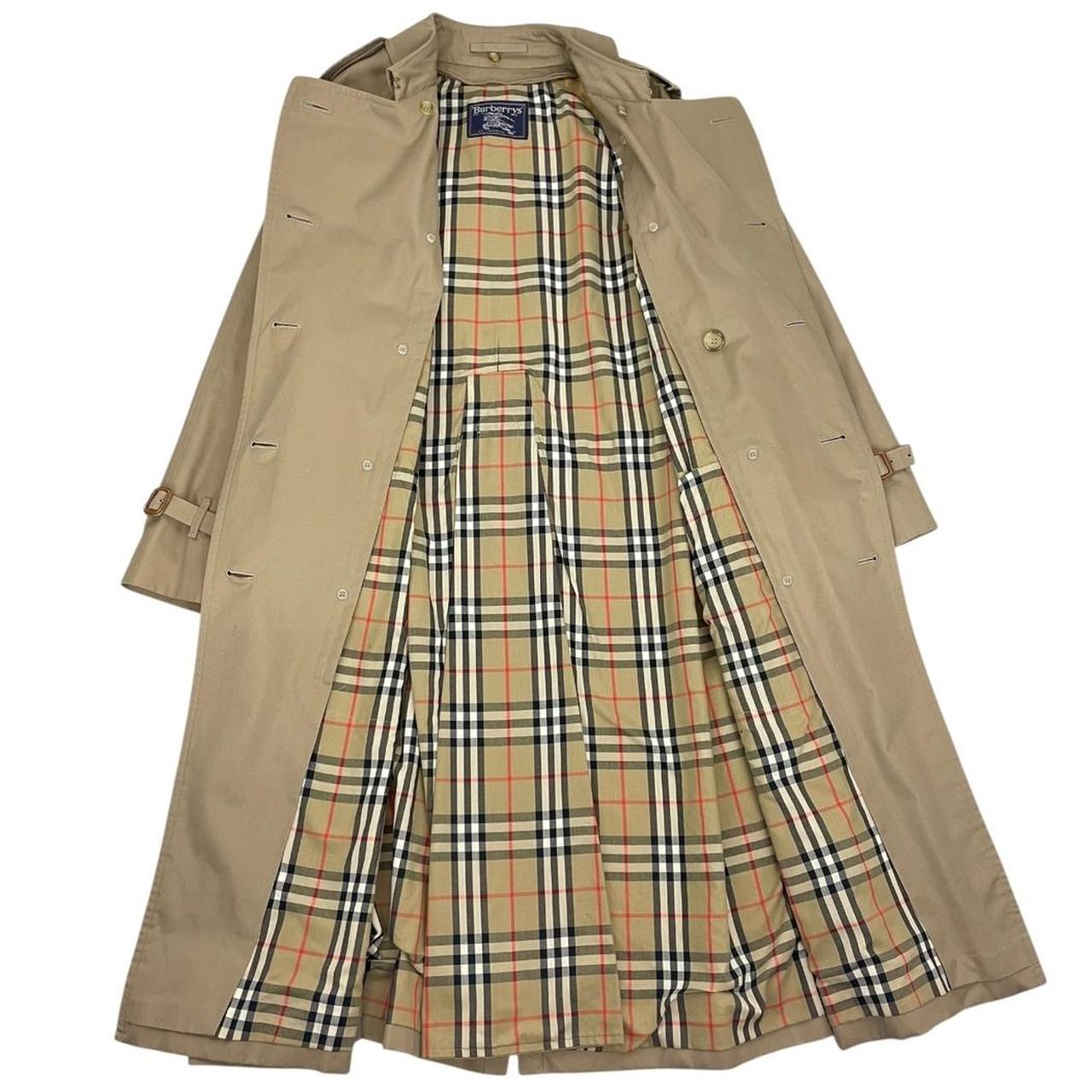 Vintage 90s Burberry Tan Brown Nova Check Double Breasted Belted Trench Coat