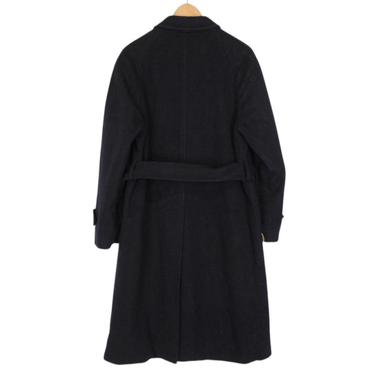 Vintage 90s Burberry Navy Blue Wool Belted Coat