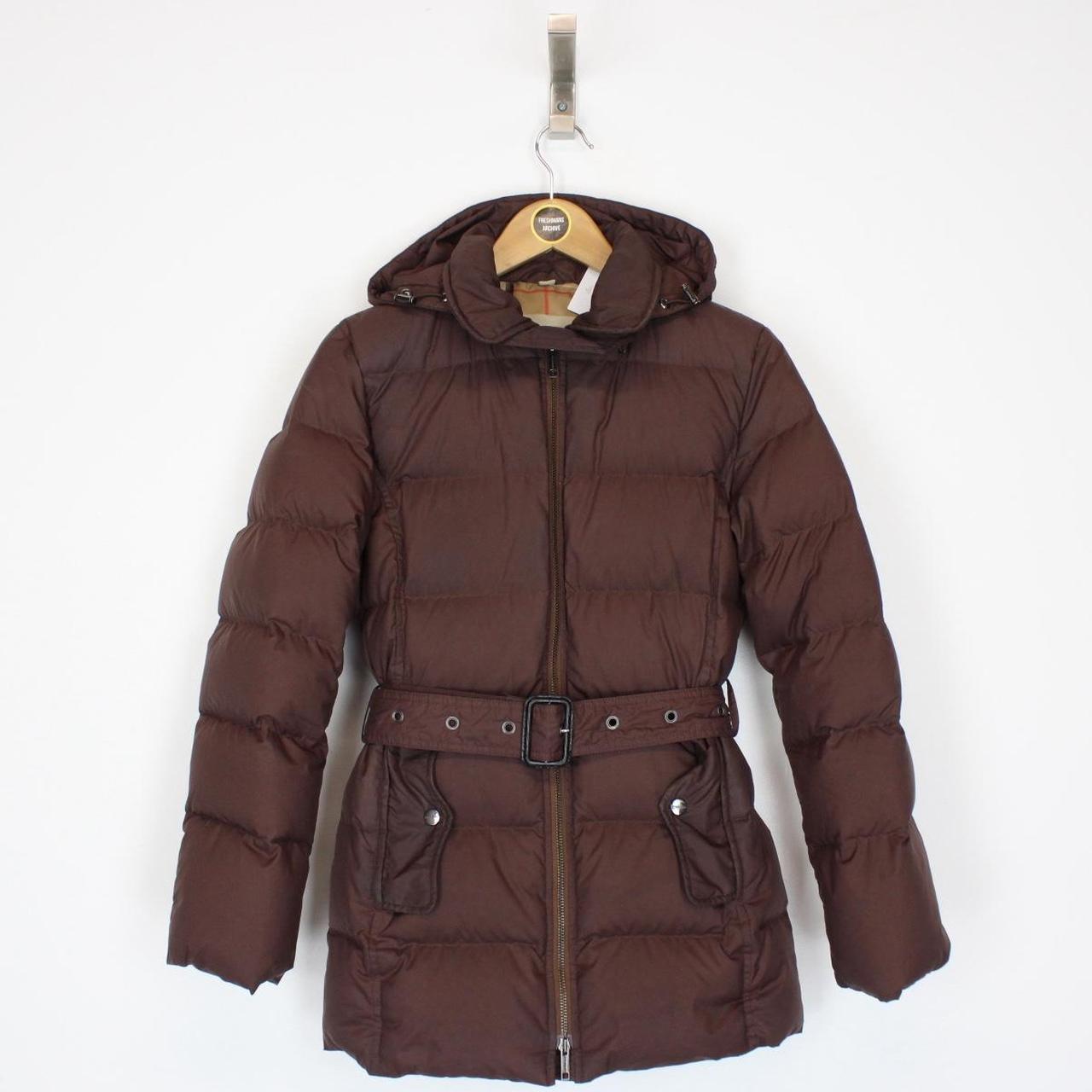 Burberry Brit Brown Nova Check Lined Belted Down Jacket