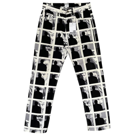 Vintage 1995 Moschino Black and White Franco Moschino Shadow Print Jeans