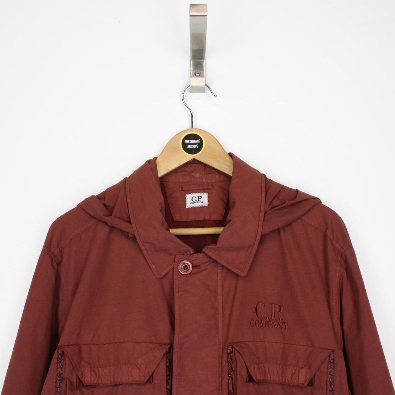 CP Company Burgundy Full Zip Flatt Nylon Goggle Overshirt Jacket
