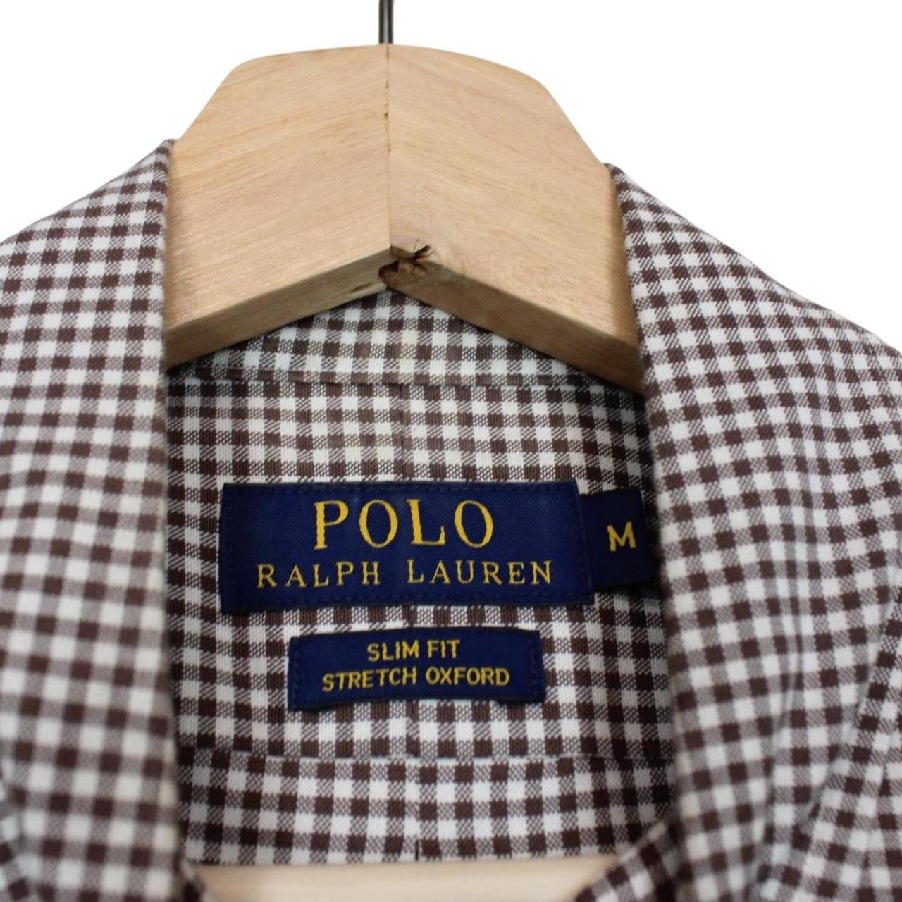 Polo Ralph Lauren Brown and White Gingham Check Long Sleeve Cotton Shirt