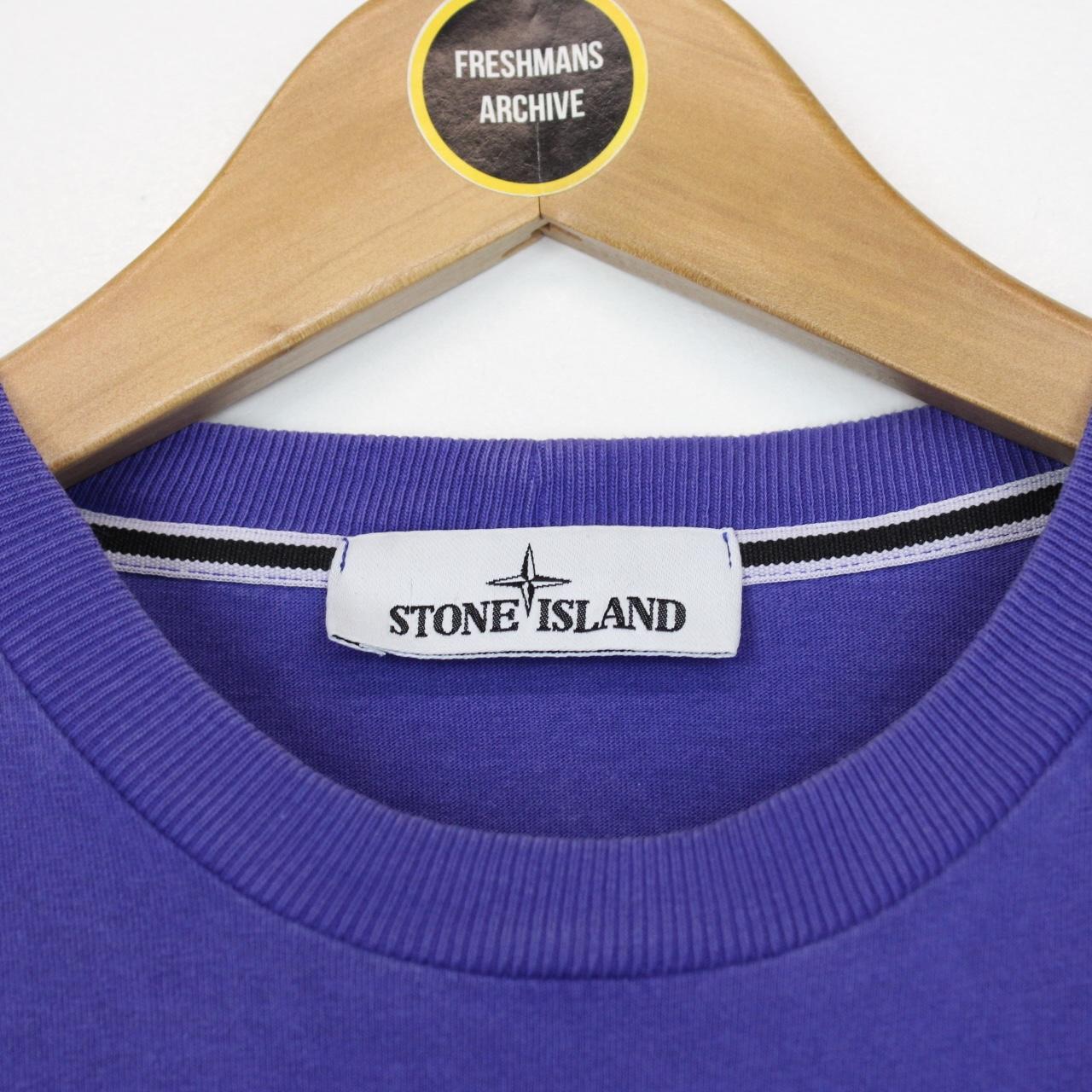 Stone Island AW 2021 Blue Short Sleeve Logo Print Cotton T-Shirt