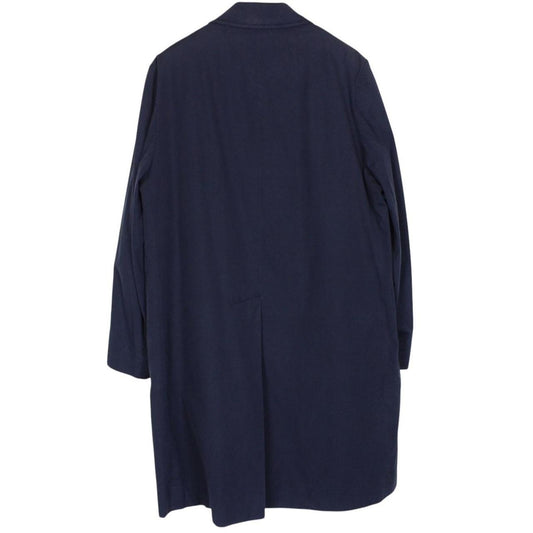 Vintage 80s Aquascutum Navy Blue Aqua 5 Cotton Blend Single Breasted Trench Coat