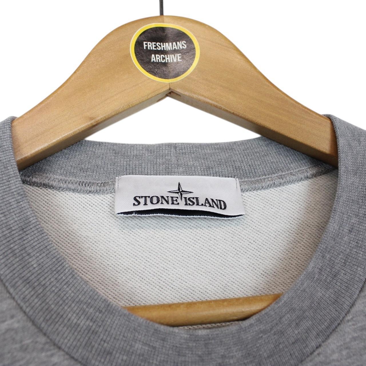 Stone Island SS 2023 Grey Logo Embroidered Cotton Sweatshirt Jumper