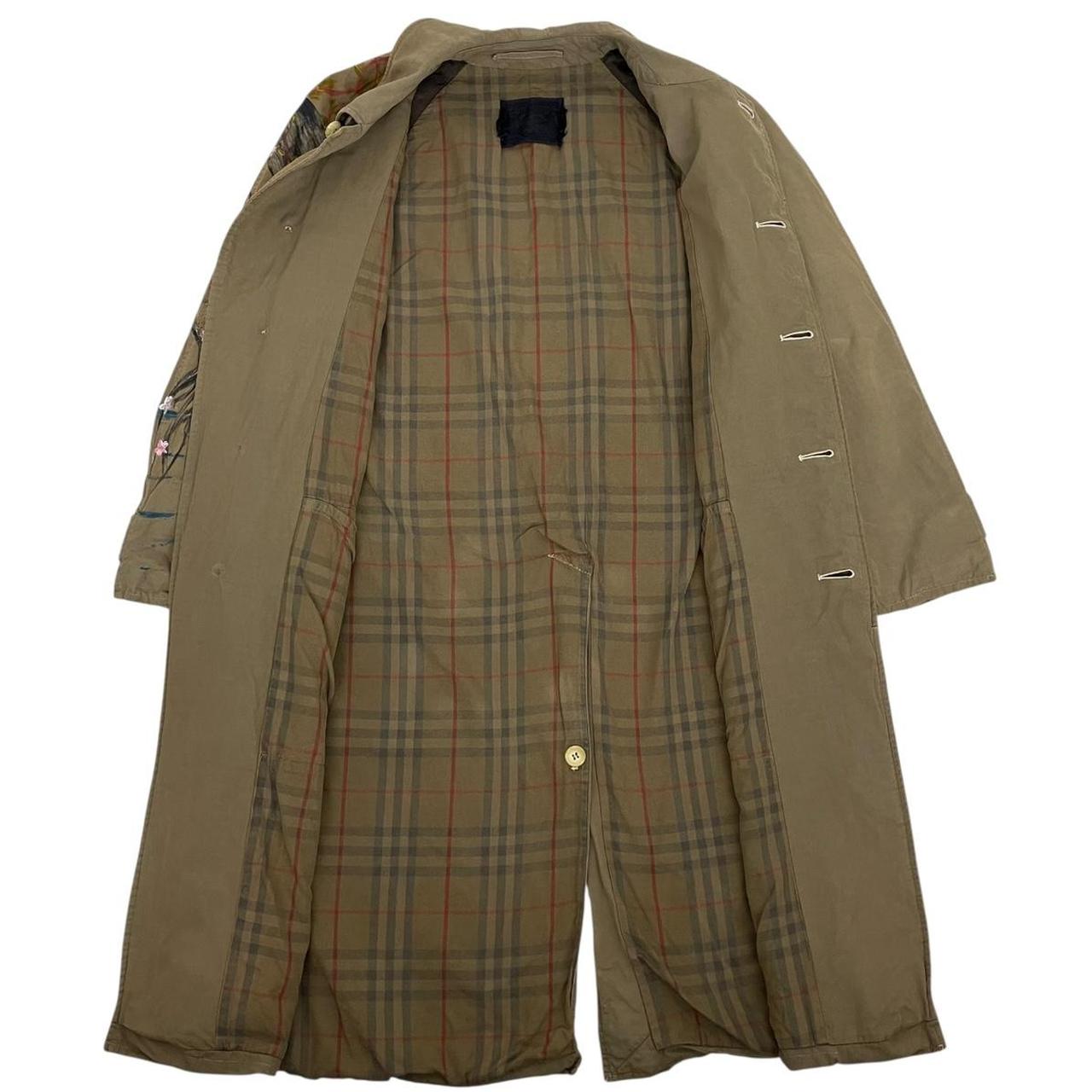 Vintage 90s Burberry Khaki Brown Painted Single Breasted Trench Coat