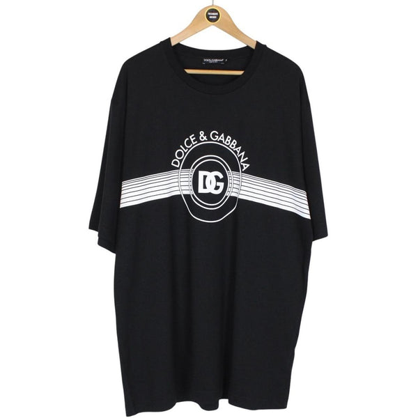 Dolce and Gabbana Black and White Interlock Logo Short Sleeve T-Shirt
