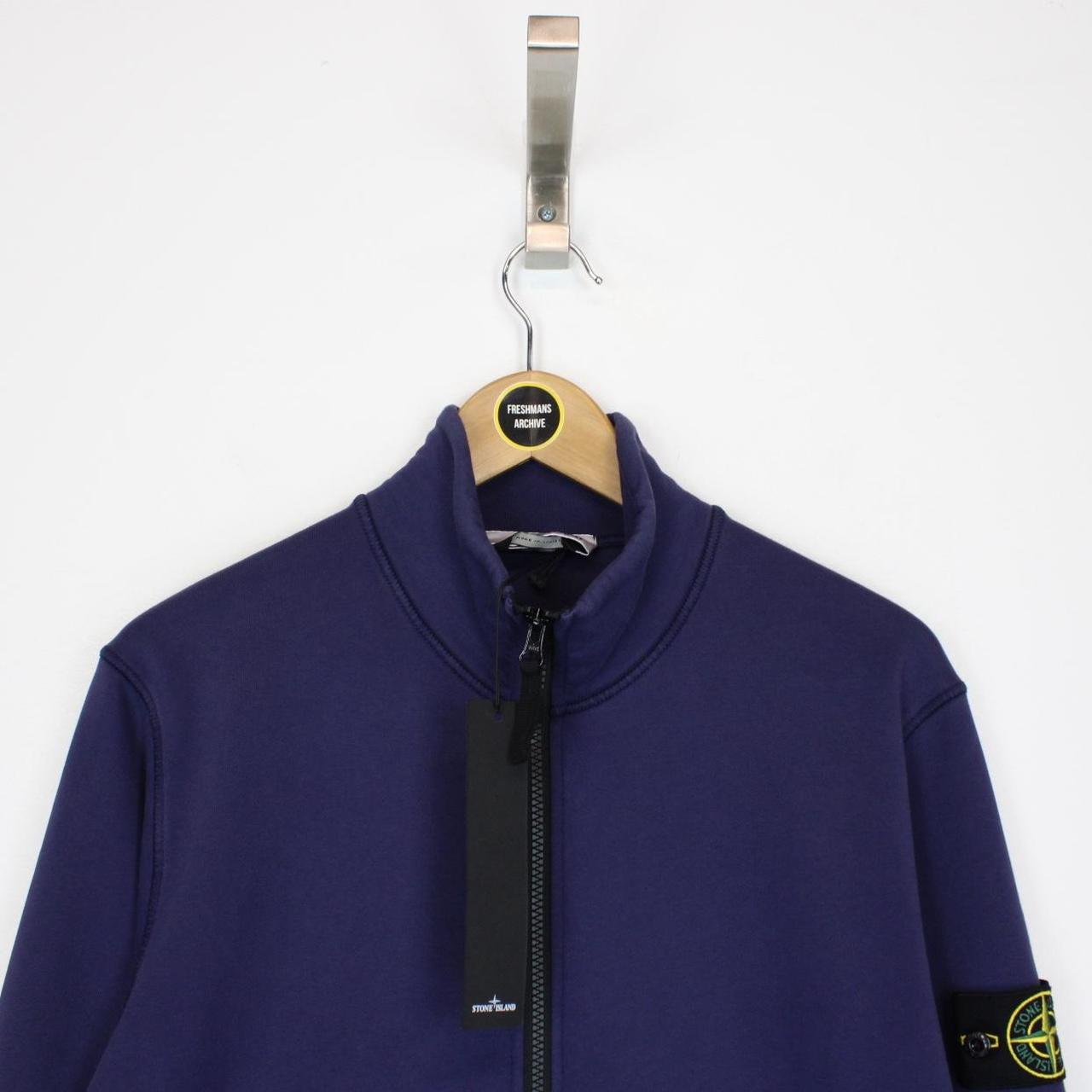 Stone Island SS 2022 Navy Blue Full Zip Organic Cotton Sweatshirt Jumper