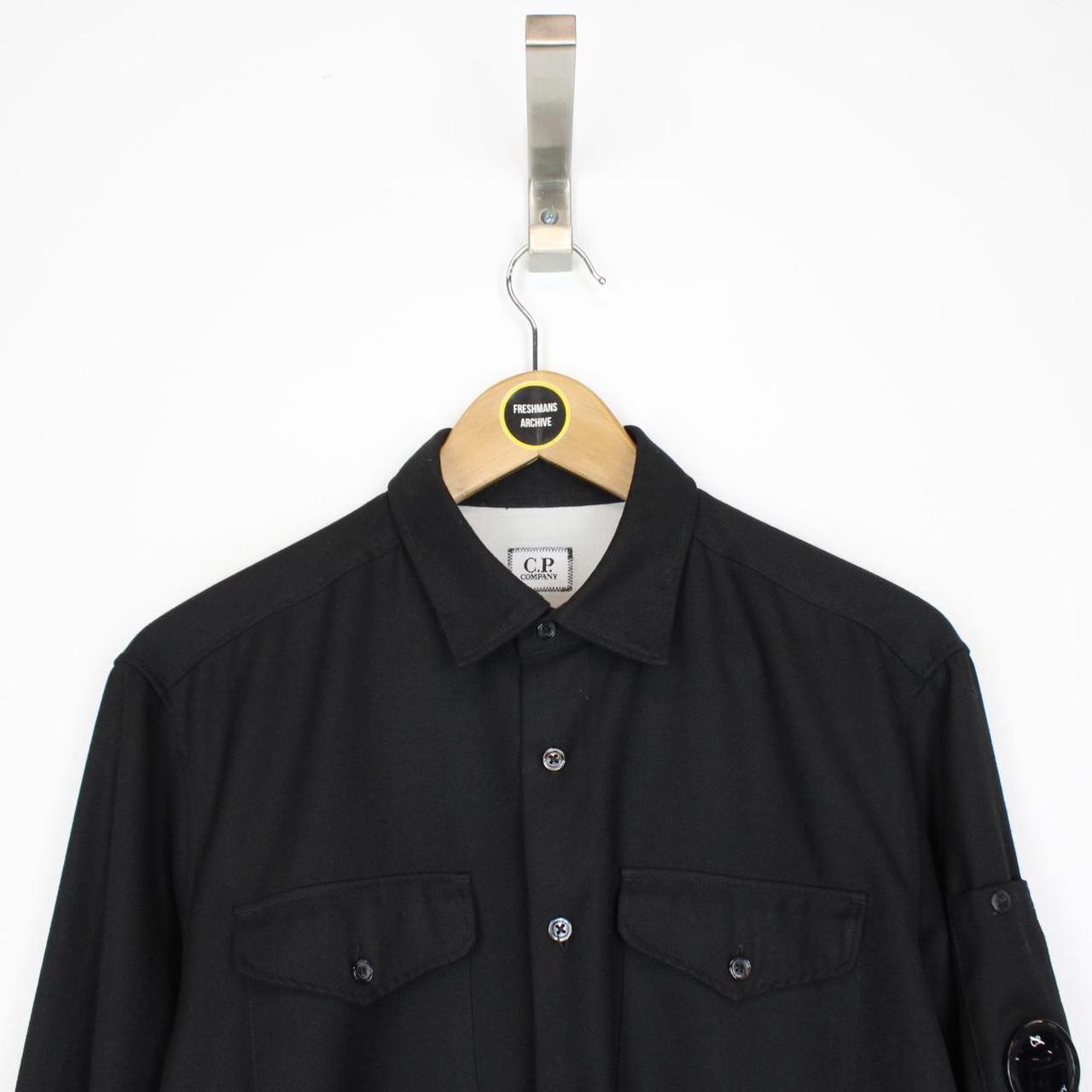 CP Company Black Button Up Military Double Pocket Lens Overshirt
