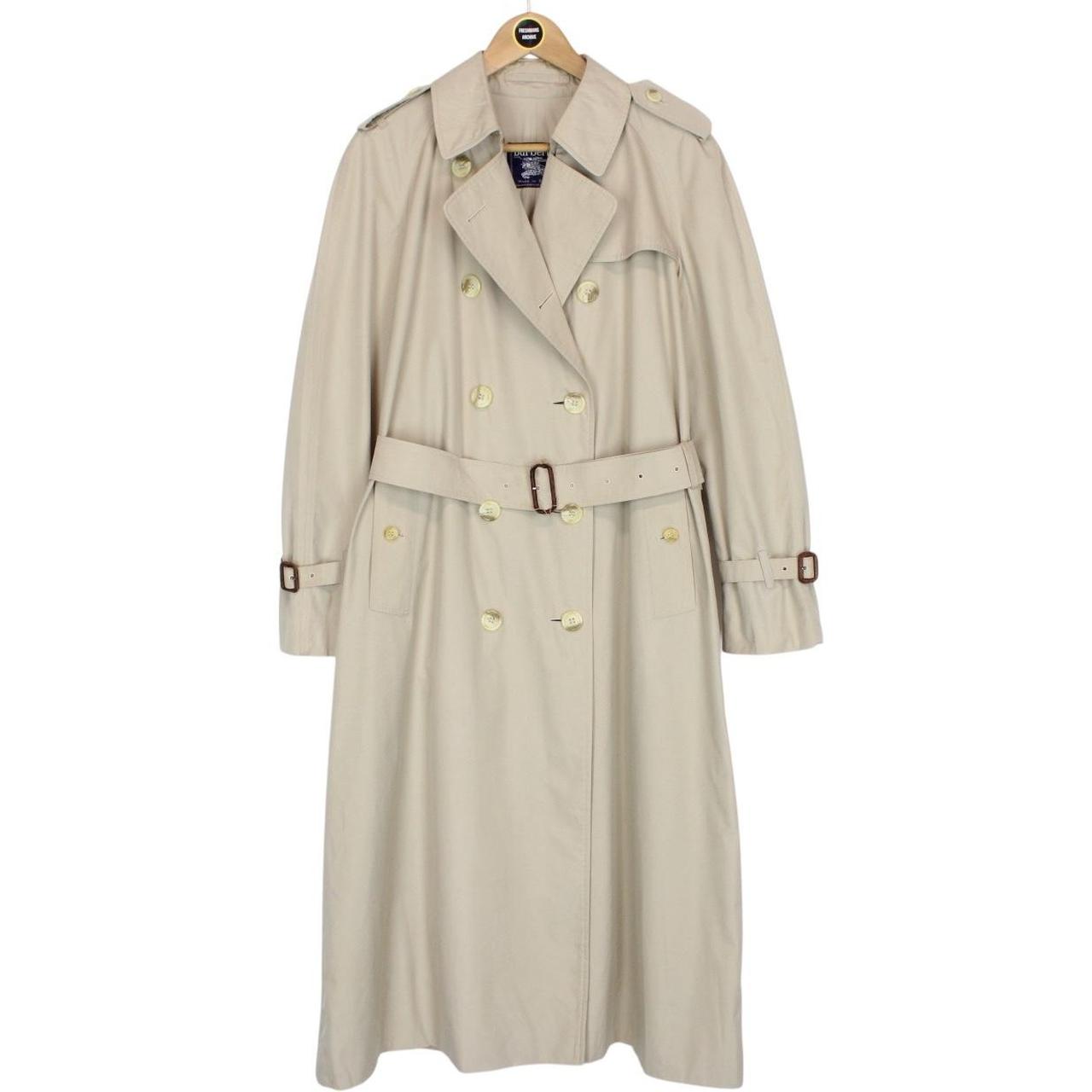 Vintage 90s Burberry Beige Double Breasted Belted Trench Coat