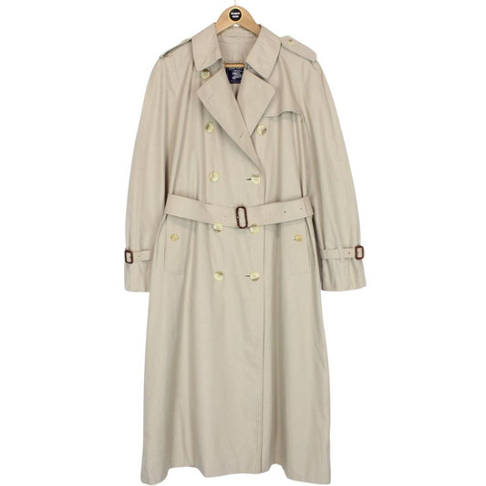 Vintage 90s Burberry Beige Double Breasted Belted Trench Coat