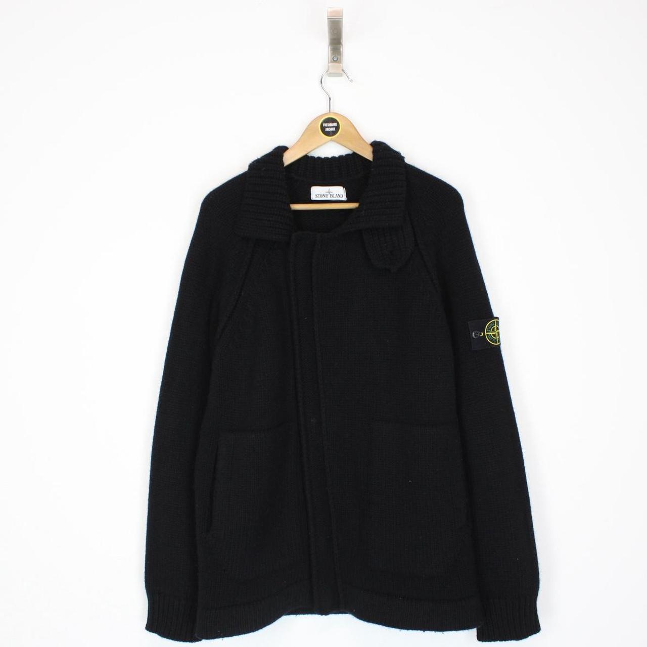 Stone Island AW 2018 Black Lana Wool Knit Full Zip Cardigan Jacket