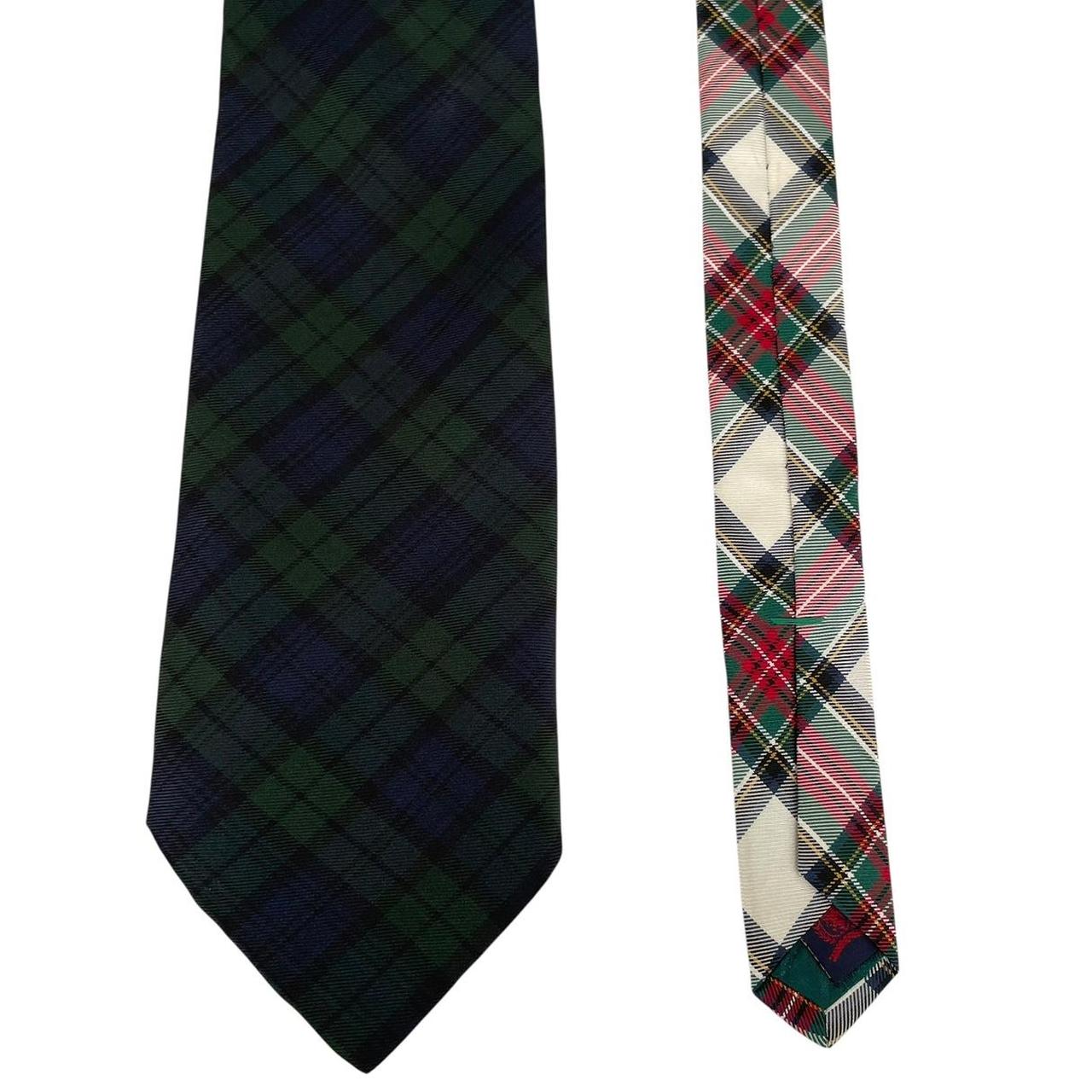 Vintage Tommy Hilfiger Green and Navy Tartan Check Silk Tie