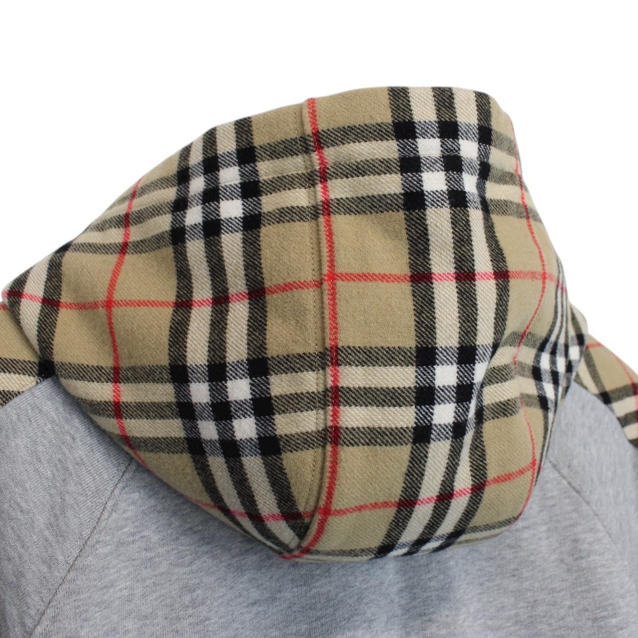 Burberry ‘Kurke’ Grey and Tan Nova Check Cotton Full Zip Hoodie Jumper
