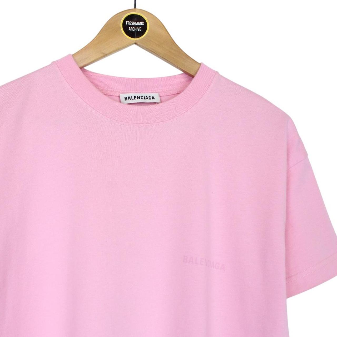 Balenciaga Pink Short Sleeve Logo Print Cotton T-Shirt