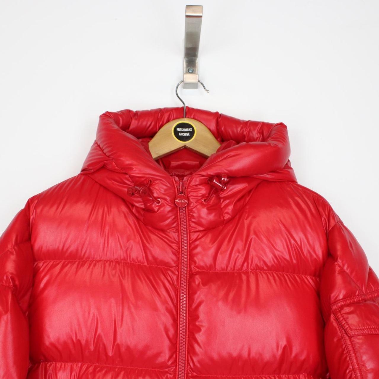 Moncler Ecrins Red Full Zip Hooded Down Jacket