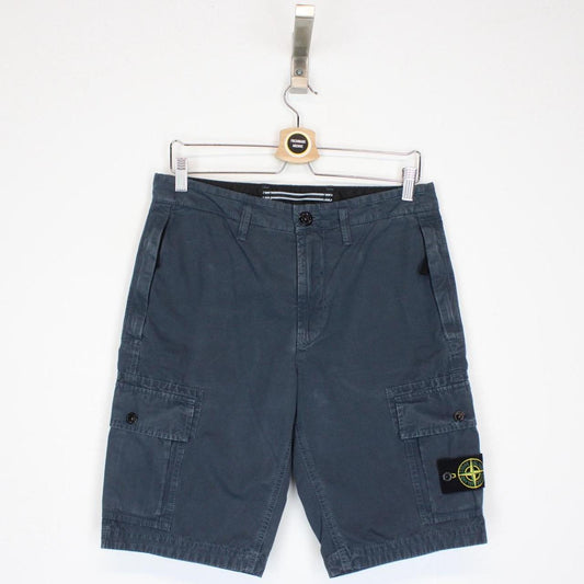 Stone Island Navy Blue Bermuda Cotton Cargo Shorts