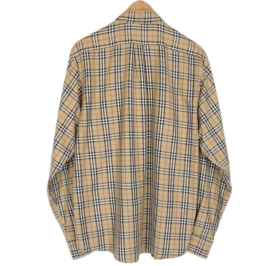 Vintage 90s Burberry Beige Nova Check Cotton Long Sleeve Shirt