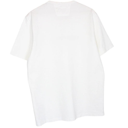 CP Company white pocket t-shirt with embroidered logo and mercerized cotton fabric.