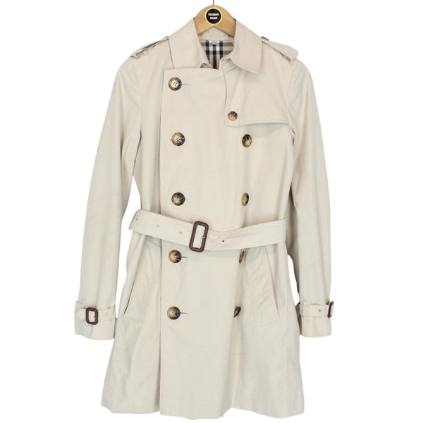 Burberry London Beige Nova Check Double Breasted Belted Trench Coat