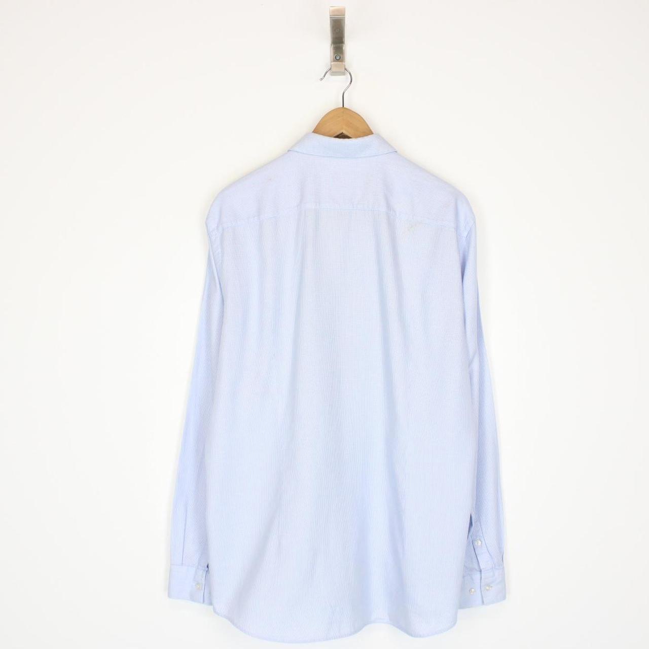 Hugo Boss Blue and White Long Sleeve Cotton Shirt