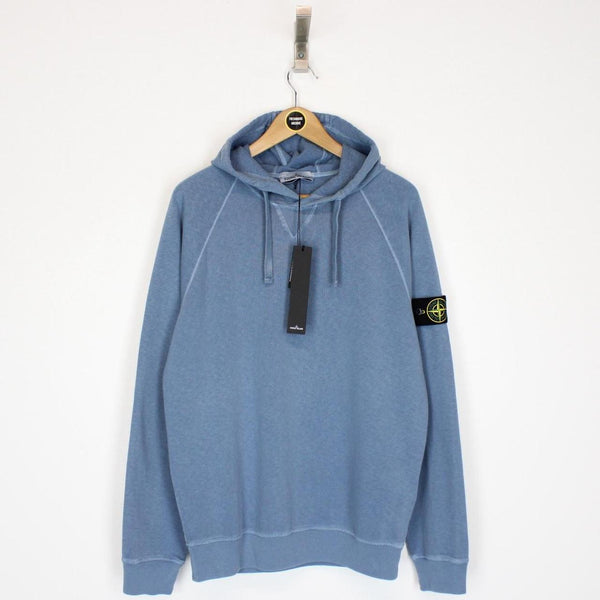 Stone Island SS 2022 Blue Cotton Hoodie Jumper