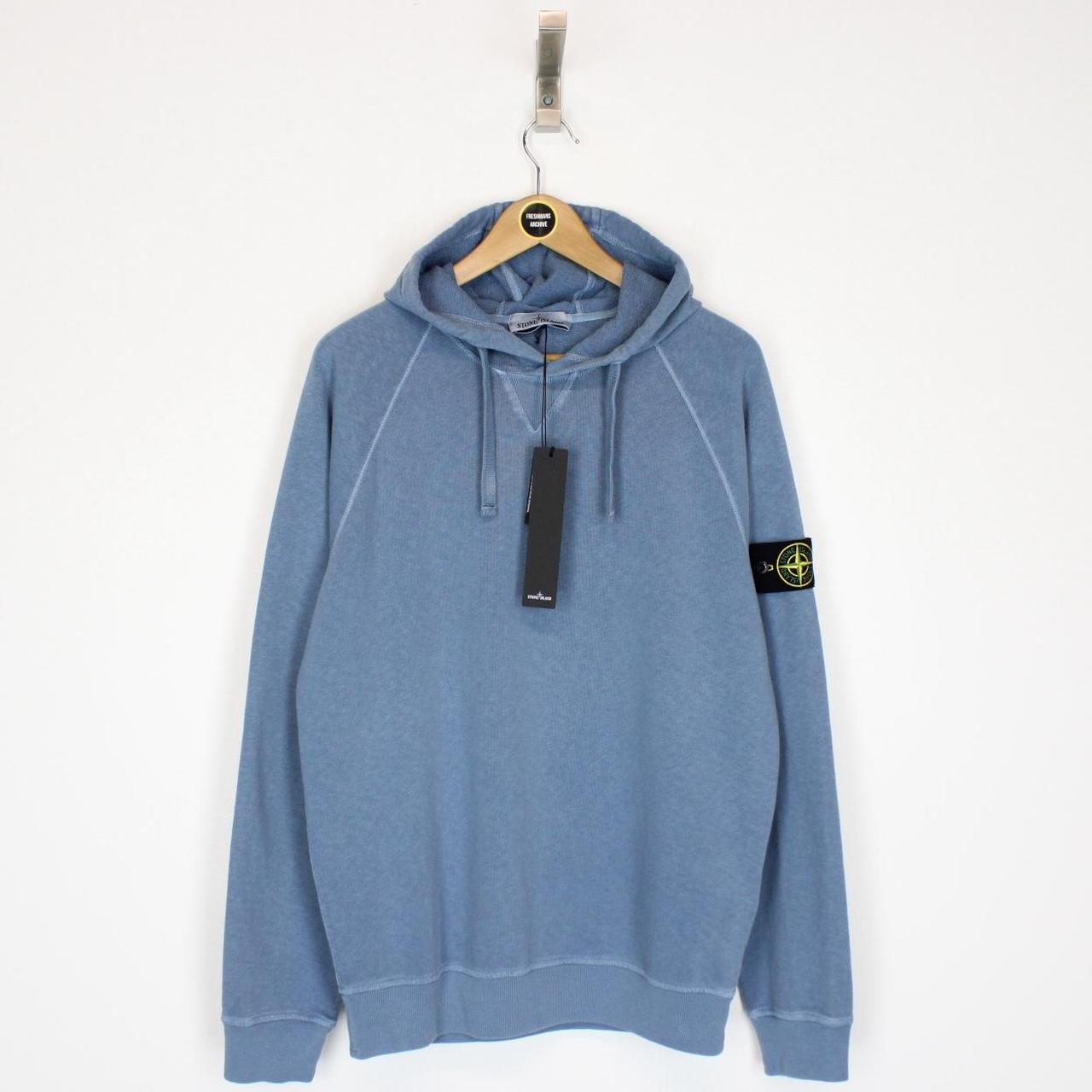 Stone Island SS 2022 Blue Cotton Hoodie Jumper