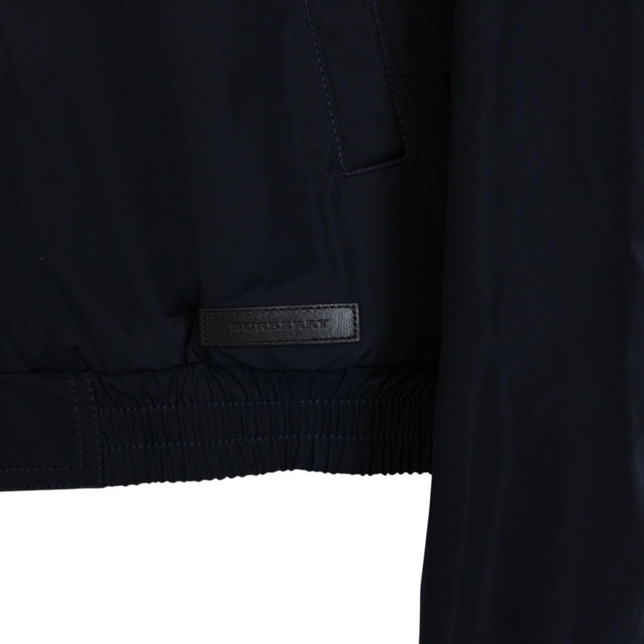 Burberry London Navy Blue Full Zip Nylon Bomber Jacket