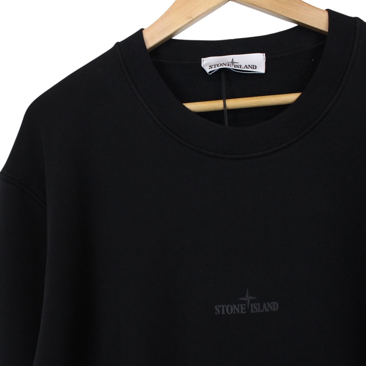 Stone Island AW 2024 Black and Grey Dial Logo Cotton Sweatshirt Jumper