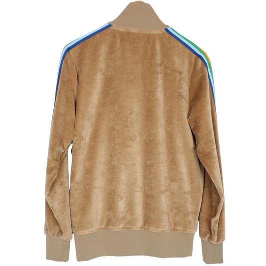 Palm Angels Tan Brown Full Zip Cotton Velour Track Jacket