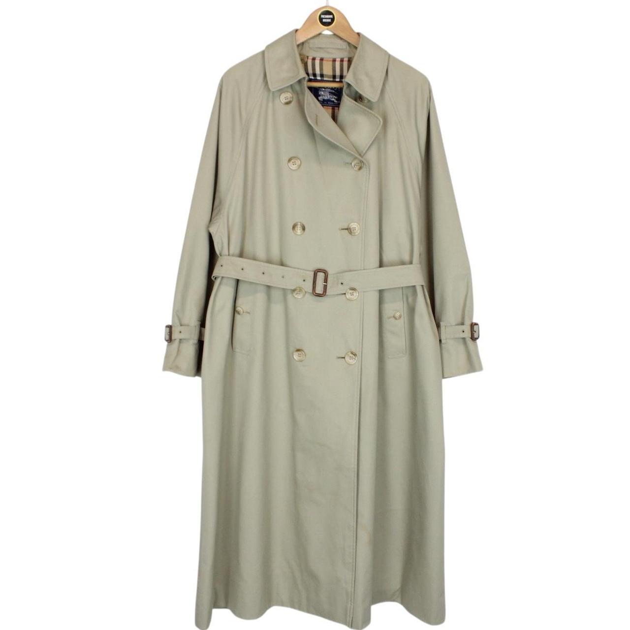 Vintage 90s Burberry Beige Double Breasted Belted Trench Coat