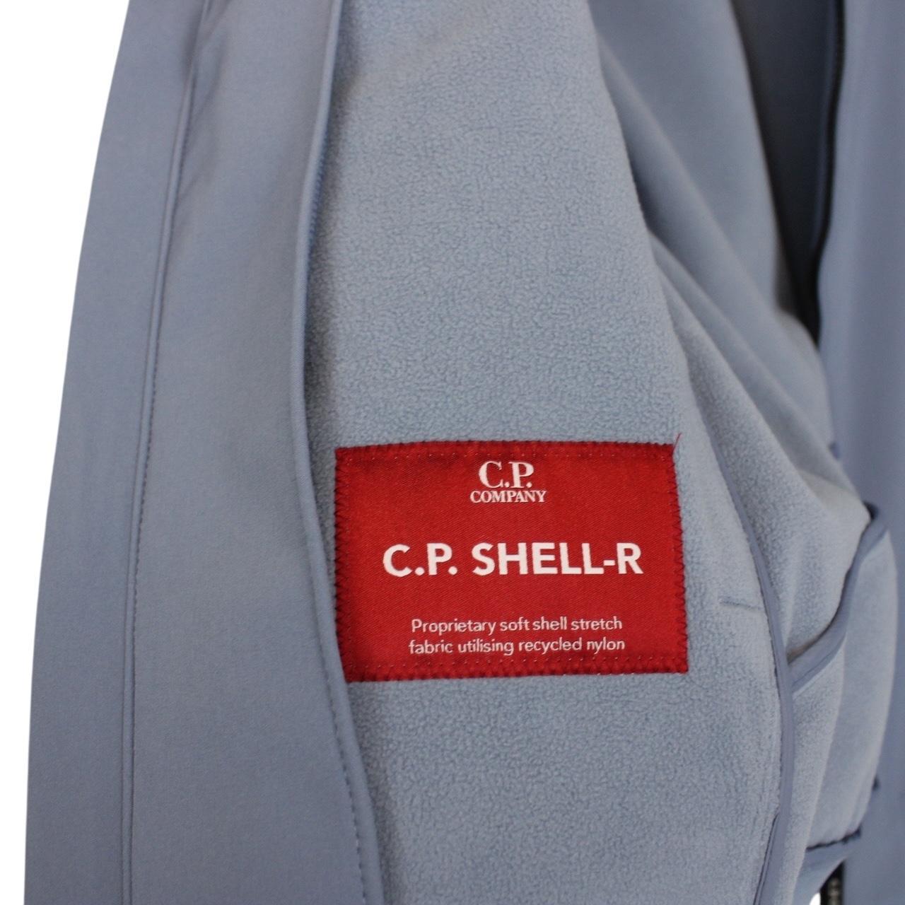 CP Company Blue Soft Shell R Full Zip Goggle Hooded Jacket