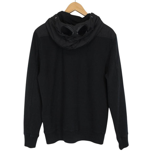 CP Company Black Diagonal Fleece Goggle Lens Hoodie Jumper