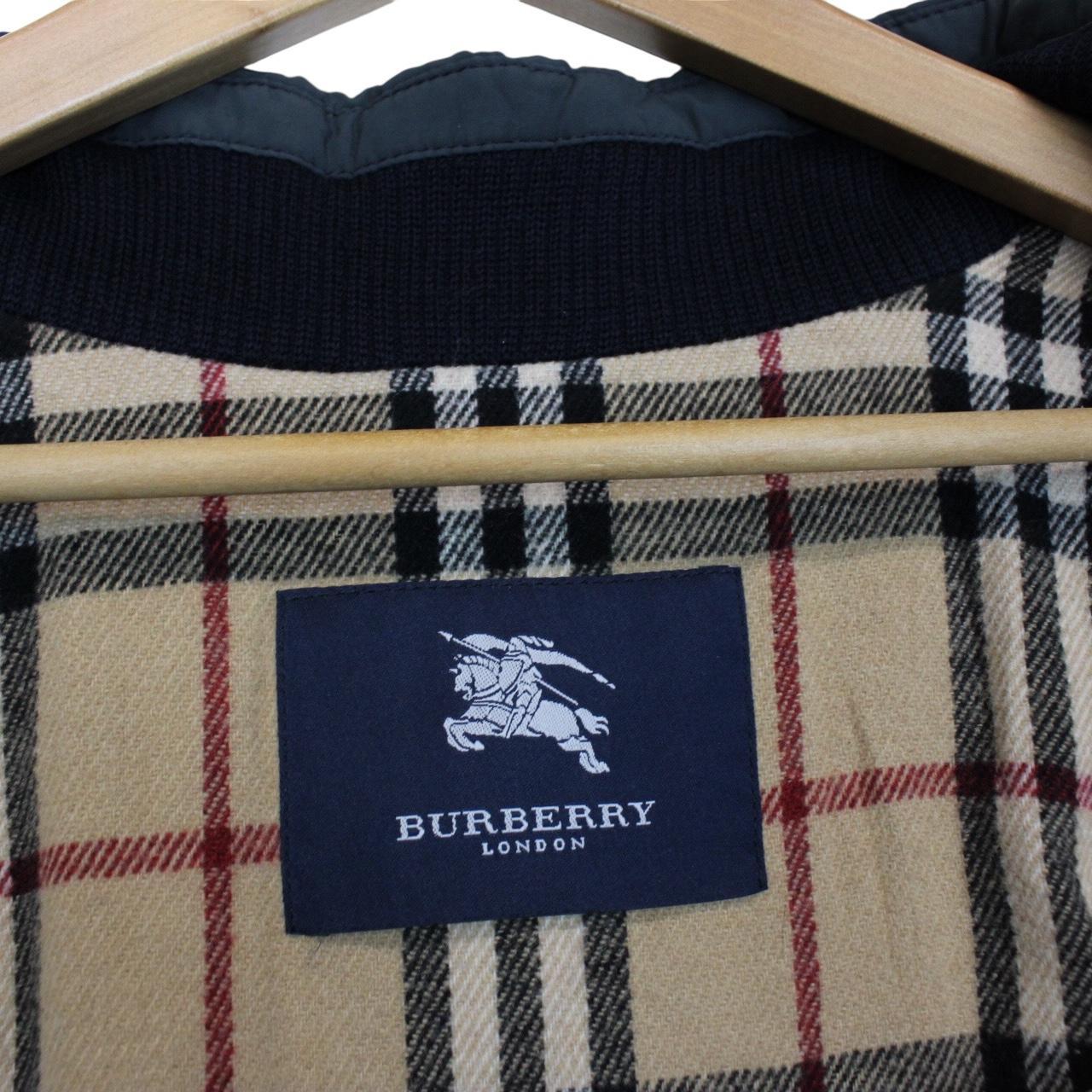 Vintage Burberry London Navy Blue Wool Nova Check Lined Nylon Blend Jacket