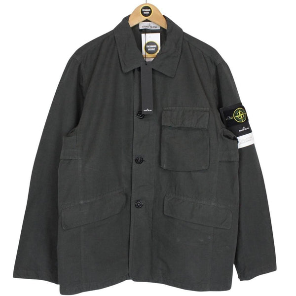 Stone Island SS 2022 Grey Tela Cotone Lino Fiammato-TC Jacket