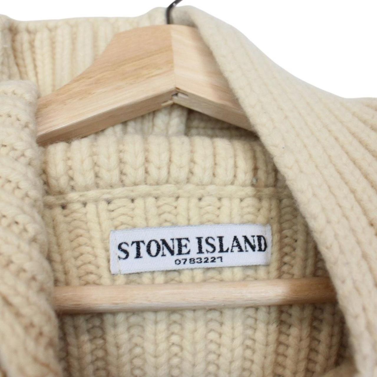 Vintage Stone Island AW 2006 Beige Ribbed Wool Knit Hoodie