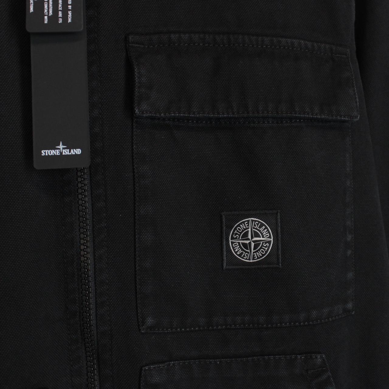 Stone Island AW 2024 Black Cotton Canvas Patch Overshirt Jacket