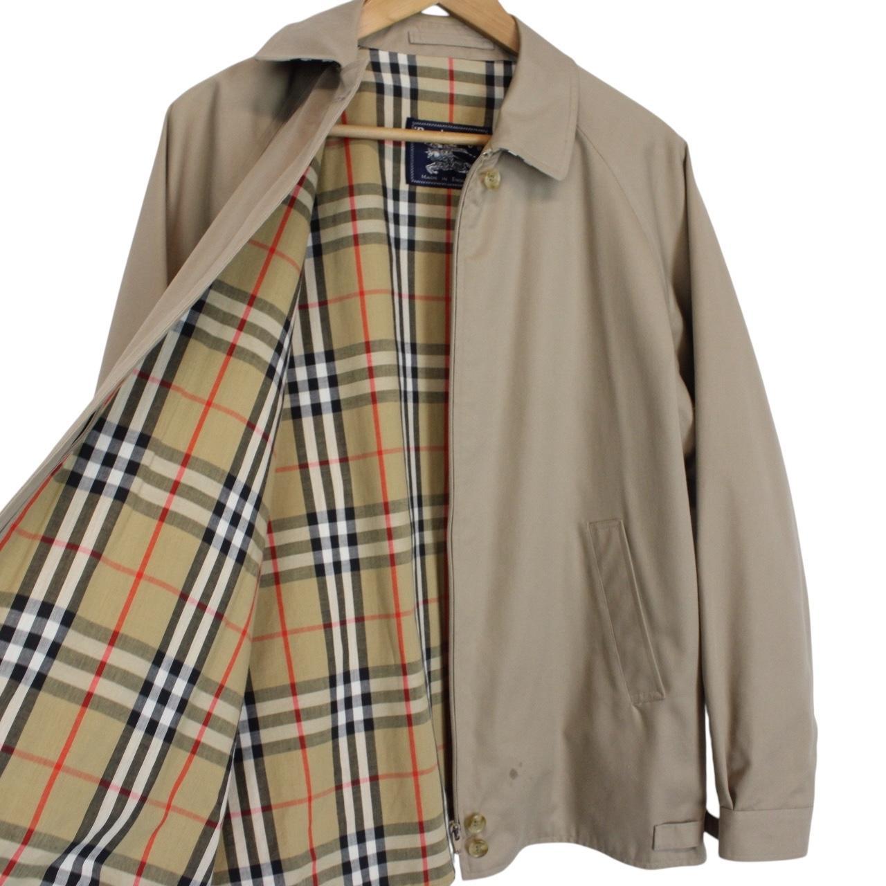Vintage 90s Burberry Tan Brown Nova Check Cotton Harrington Jacket