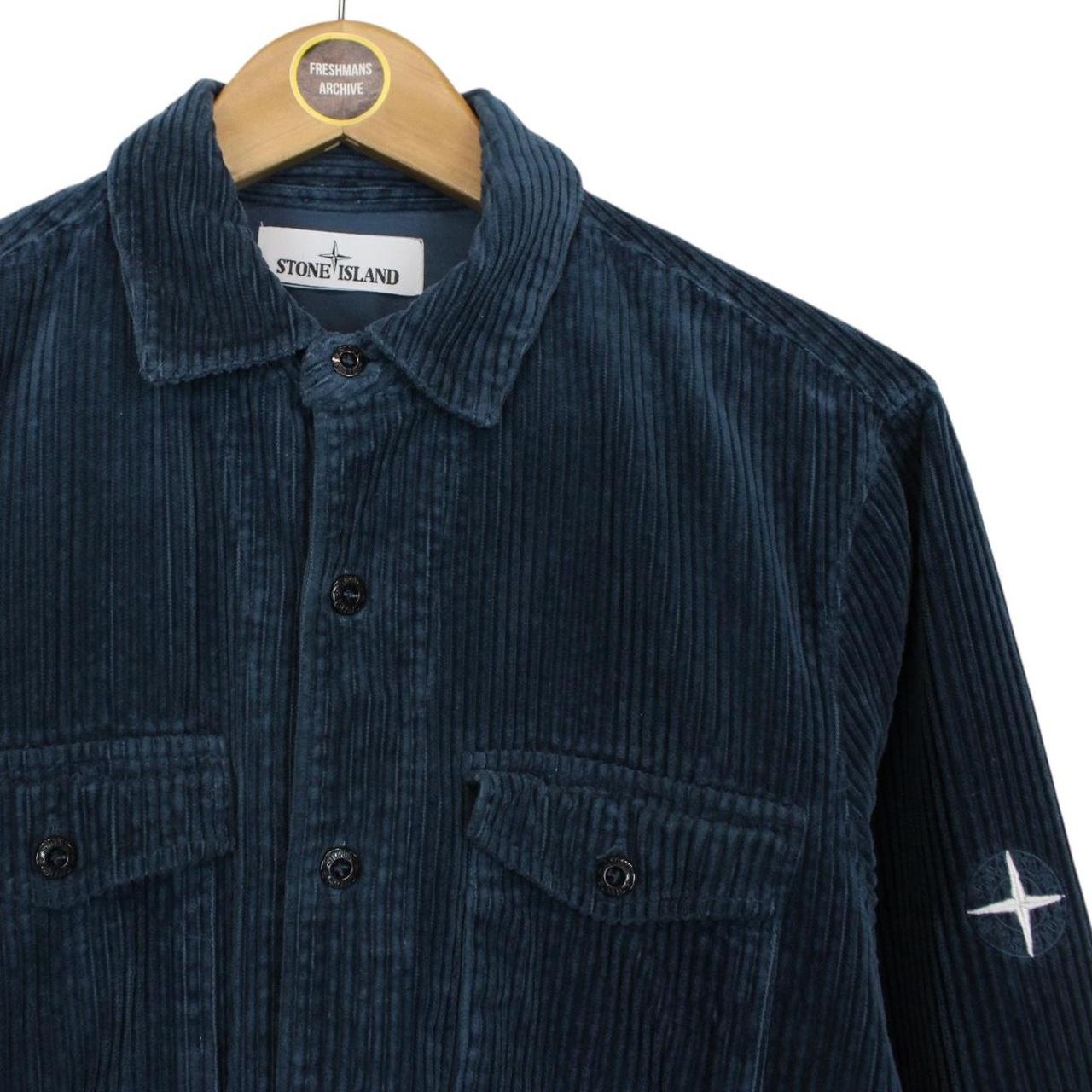Stone Island AW 2021 Navy Blue Long Sleeve Jumbo Corduroy Shirt