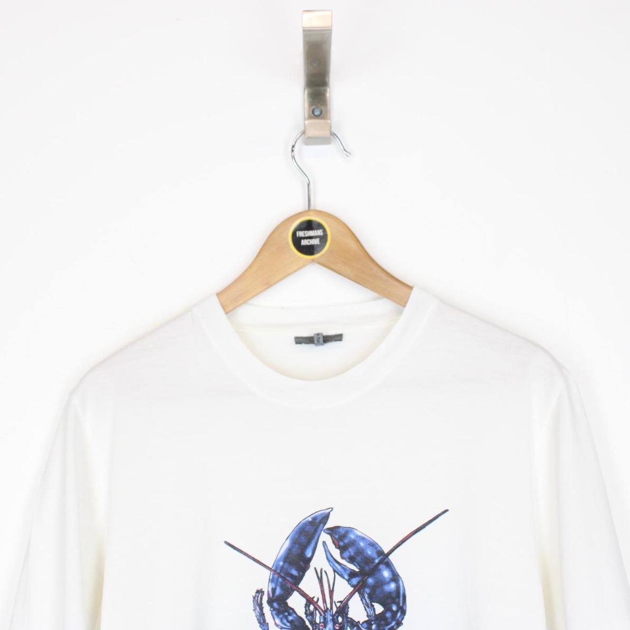 Lanvin White and Blue Lobster Print Short Sleeve T-Shirt