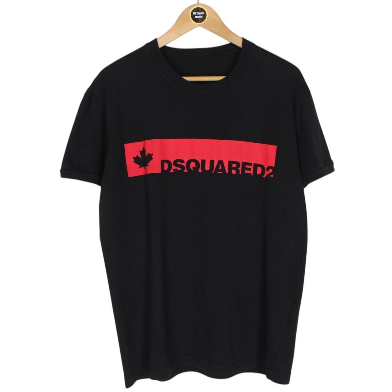 Dsquared2 Black and Red Maple OTH Logo Short Sleeve Cotton T-Shirt