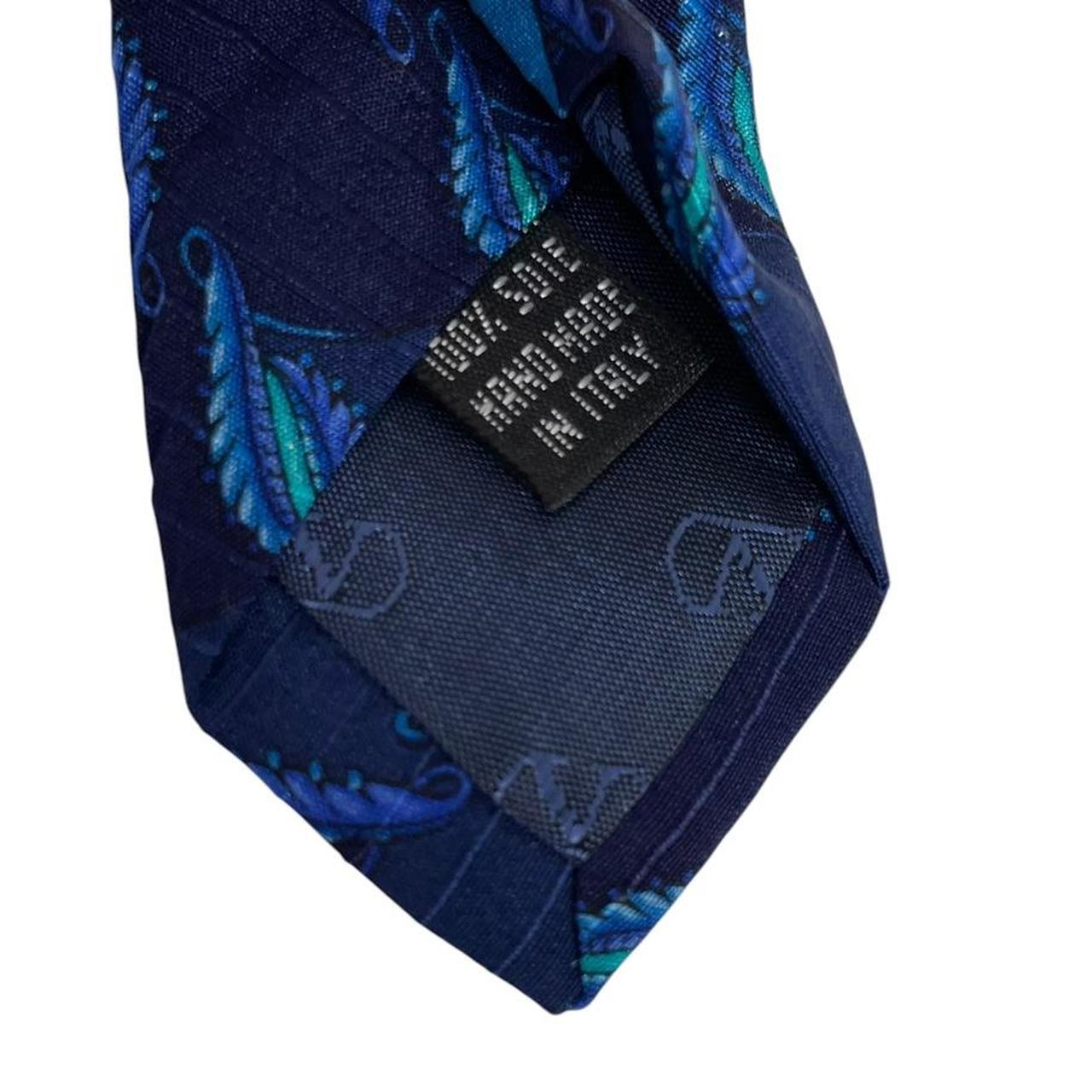 Vintage Valentino Blue Geometric Pattern Silk Tie