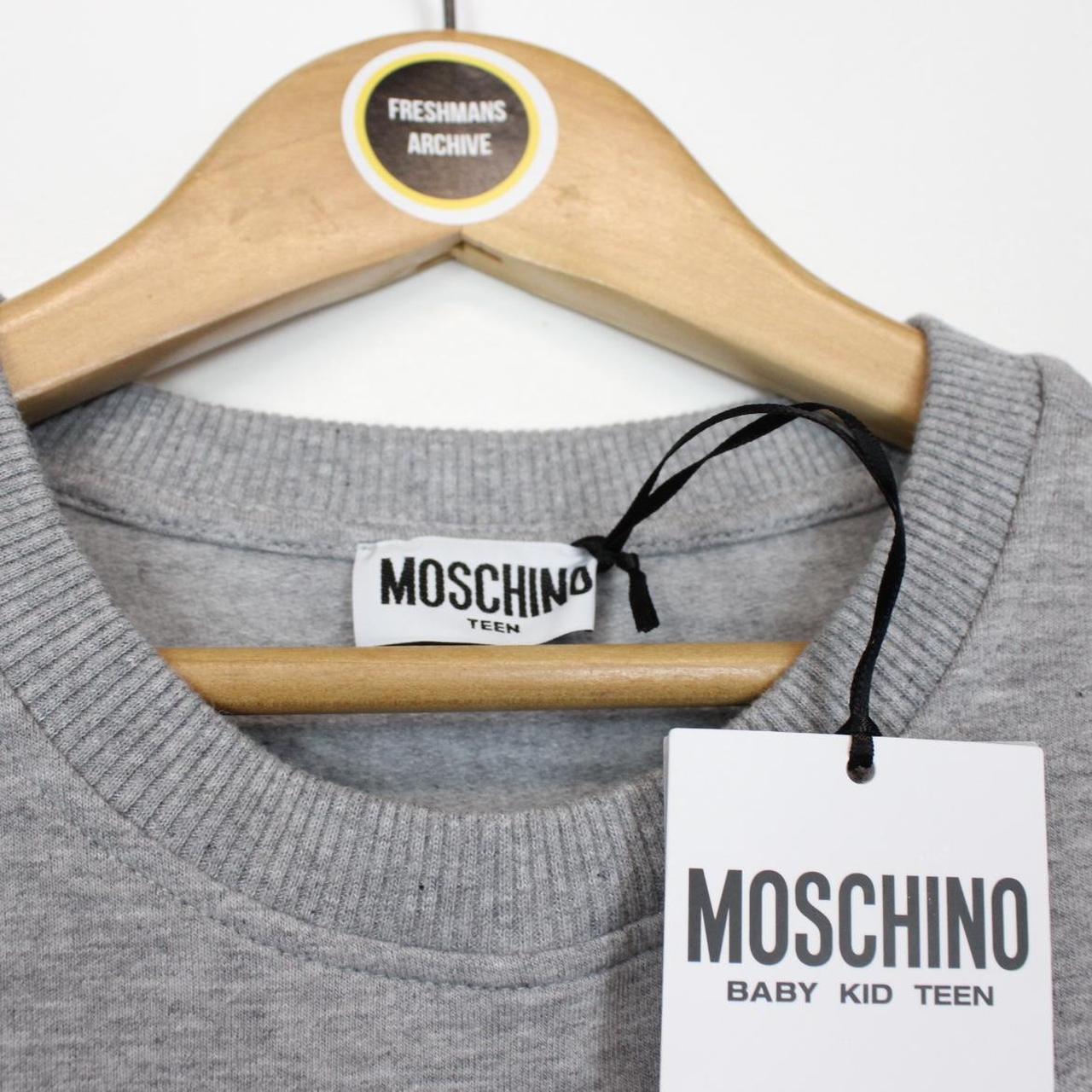 Moschino Grey and Black Logo Print Crew Neck Sweatshirt Jumper
